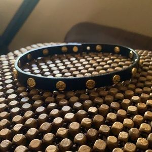 Tory Burch, Black patent leather studs, log studded / gold  choker.